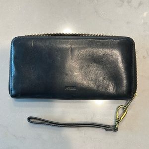 Leather Zip Around Clutch Wallet